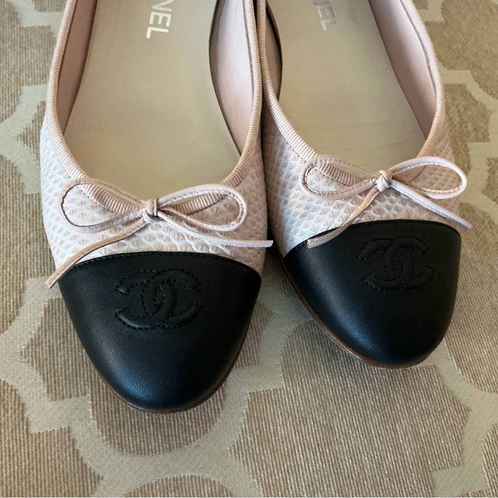 Chanel Black and Pink Ballet Flats